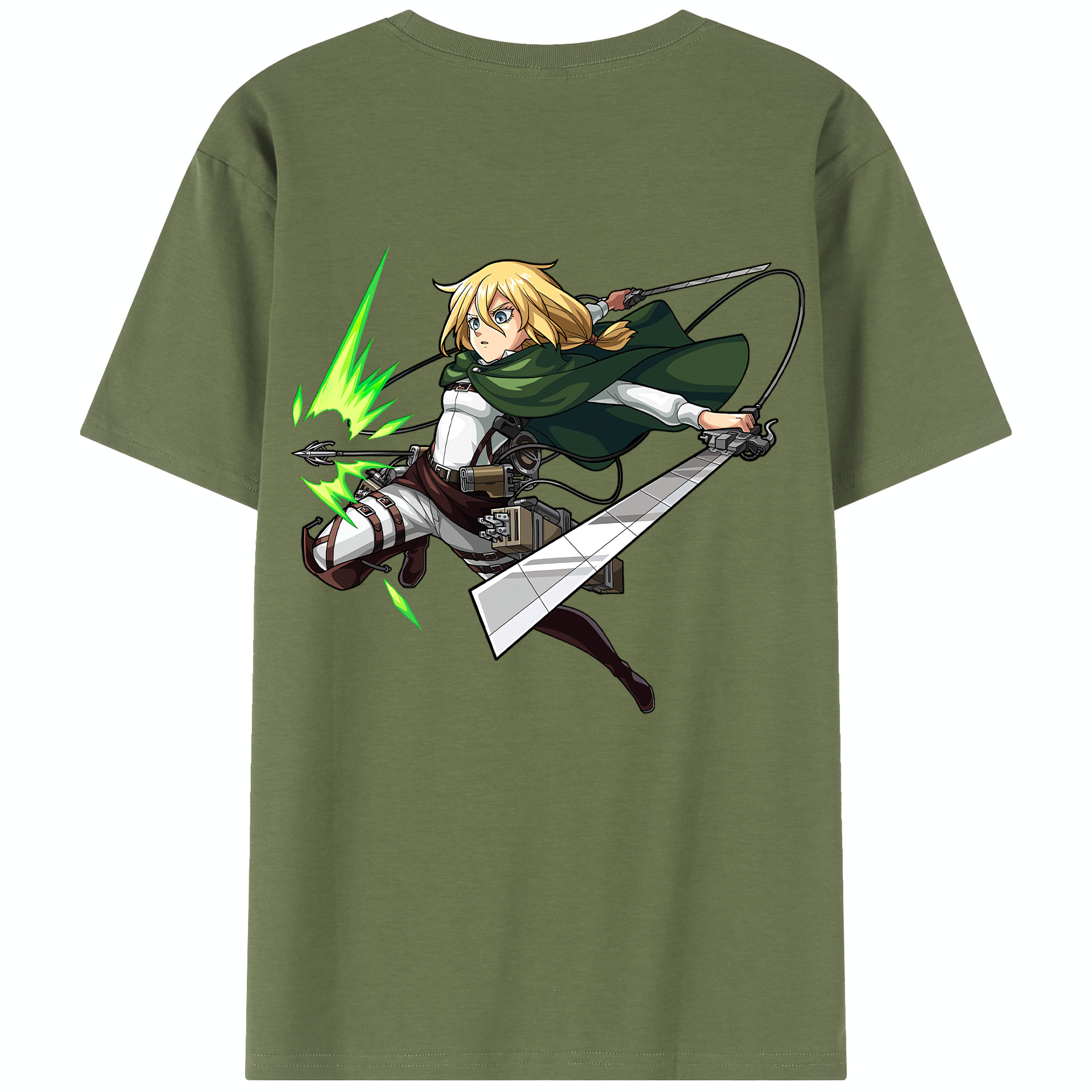 （画像用） 進撃の巨人 クリスタ·レンズ Attack on Titan Christa Lenz 綿100％半袖Tシャツ（背面プリント）